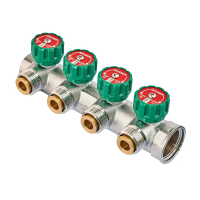 Колектор вентильний KR-1127-4/1"x4 - 3/4 Ways/євроконус-площина/з адаптером (KR4948)
